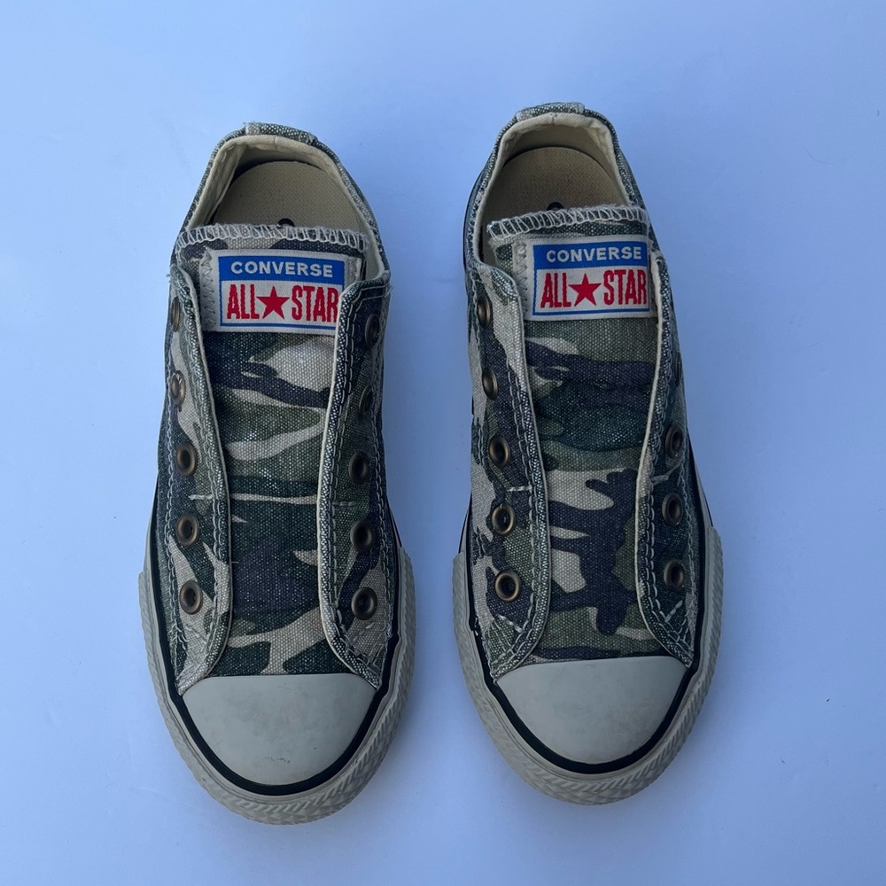 Converse All Star Camouflage Green Low Top Slip-On Sneakers